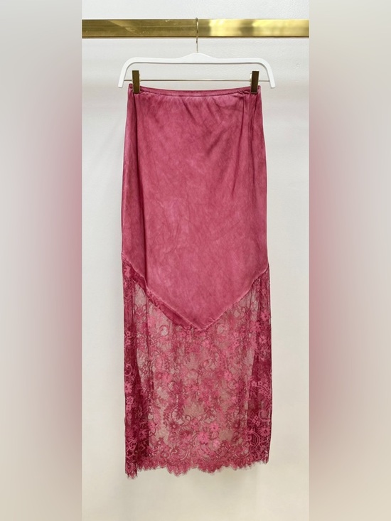 Milio Milano Dresses & Skirts - (6324-WINE) VISCOSE MAXI SKIRT WITH LACE HEM